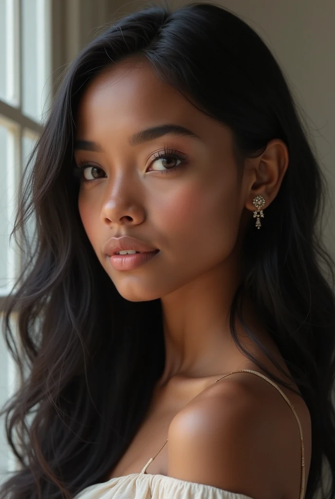 ((best quality)), ((masterpiece)), (detailed), mulher de corpo inteiro cabelo ondula preto
, com a pele morena e sardas 