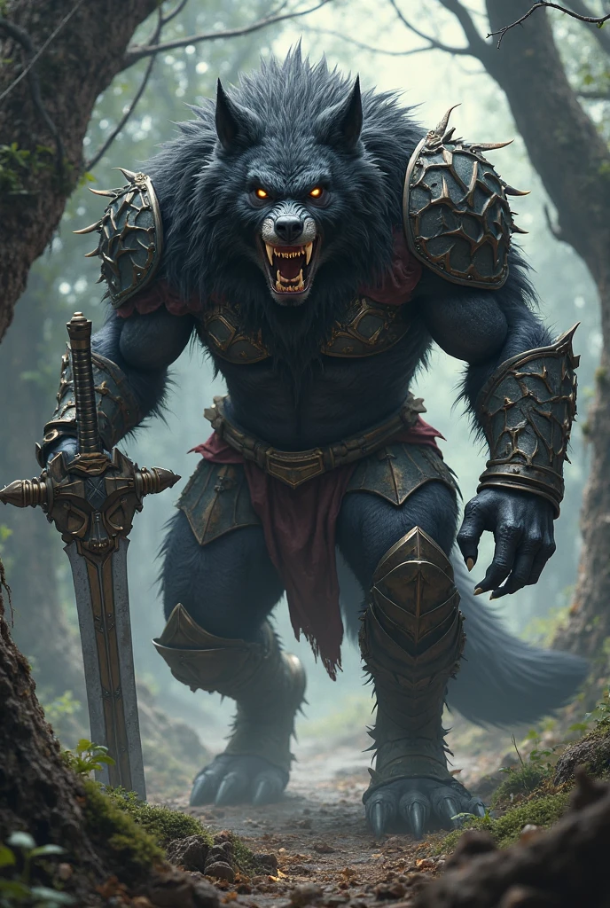 male wolf den, muscular, angry , expressive, ripped brown shorts, broken shirt, Masterpiece, best art, crazy resolution, good anatomy, male body, barba, body hair, After the Transformation, dark church, by darkgem, 