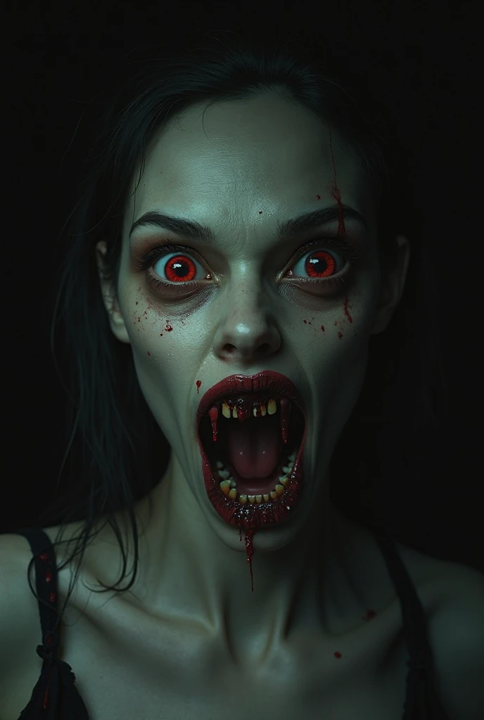 a terrifying mental image of a female figure of pure evil immersed in a hideous and hellish environment, obscure place coming from hell, dark ritual, appearance like a demon with sinister glowing eyes that evoke instant terror, evil beast, fiend, demon, abyss, infernal, nether, damnation, hellish attire that exude an evil glowing aura, flesh, bones, skull, blood, environment around as a hellscape, distorted shadows, agonizing, obscure, terrifying nightmare, horror, demonic presence, gore, grume, slaughter, carnage, butchery, highest quality, 4k, best composition, depth of field, bloom, lens 1.8, 25 mm, masterpiece