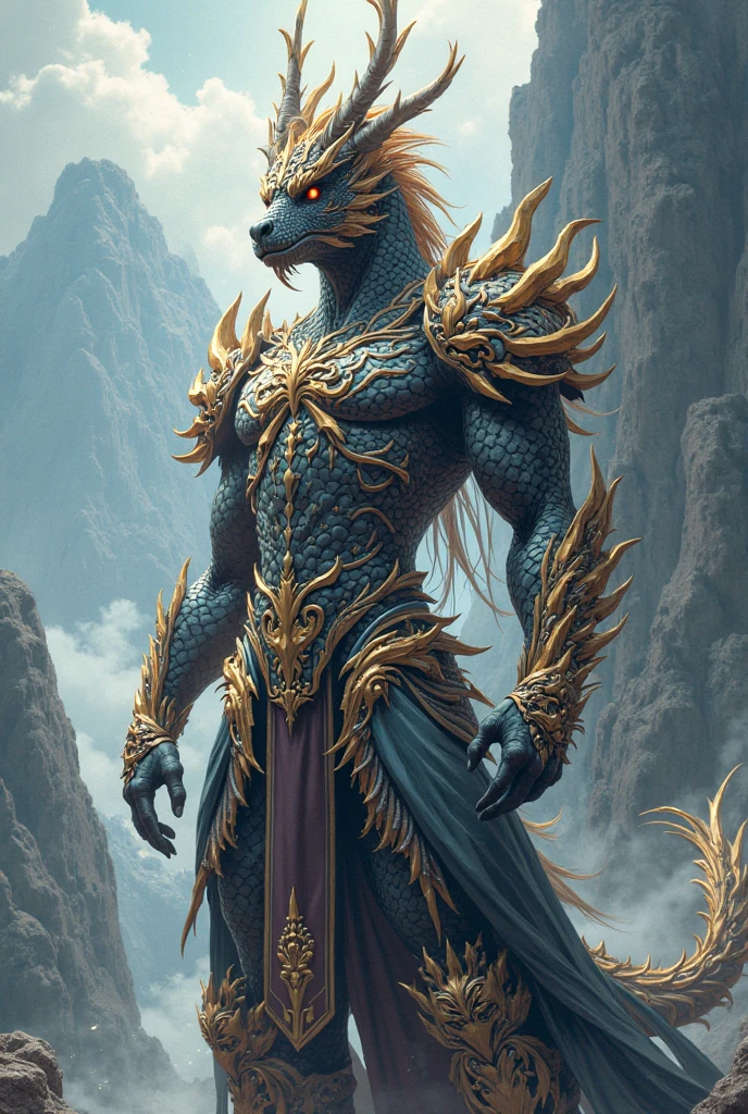 Masterpiece, best, night, full moon, 1 person, mature man, Chinese style, ancient China, black hair, black eyes, split ends, long hair, long bangs, handsome, handsome, masculine, serious, gentle, tall, calm, black gold blended, golden texture, dragon pattern, prince, palace