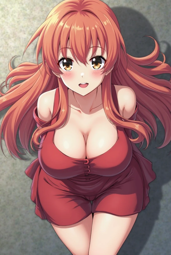 (Highest quality、4K、8k、High resolution、masterpiece:1.2)、Very detailed、Picturesque、Animated Photography、Photo Animation:1.37)、、Japanese women、red hair、long hair、stars ornament、Leaning forward、(Backless)High-neck sleeveless knit dress、(((side boob)))、Put your arms behind your head、Nakano May