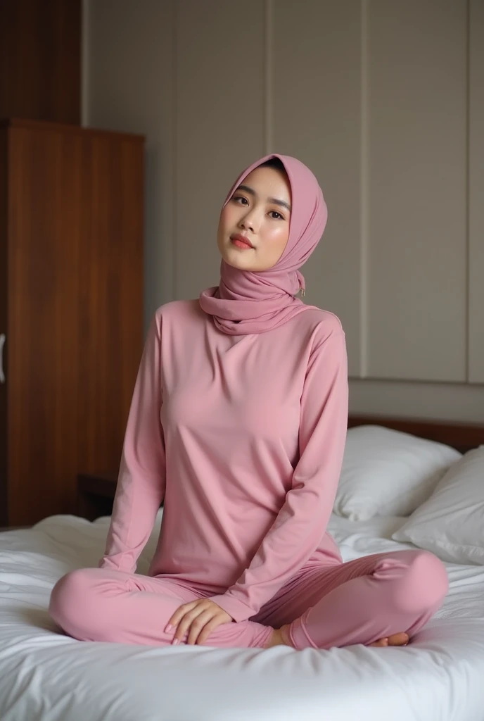 1 young Sexy malay girl and 1 sexy matured 40 years old malay woman in hijab naked on a fabric couch, mother and daughter,  (woman is naked),  laughing, happy seducing pose, glasses, pastel hijab, small breast, slim, small abs, wide waist, thick thighs, high quality, 8k, ultra detail,
