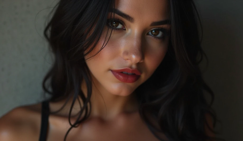 femme arafée avec , fille sexy aux yeux marrons, Portrait Sophie Mudd, cheveux bruns et grands yeux, selfie d'une jeune femme, yeux de la chambre, violette myers, sans maquillage, maquillage naturel, regarder directement la caméra, visage avec artgram, maquillage subtil, superbe photo de plein visage, DANS LE CLUB, clivage, Ultra réaliste