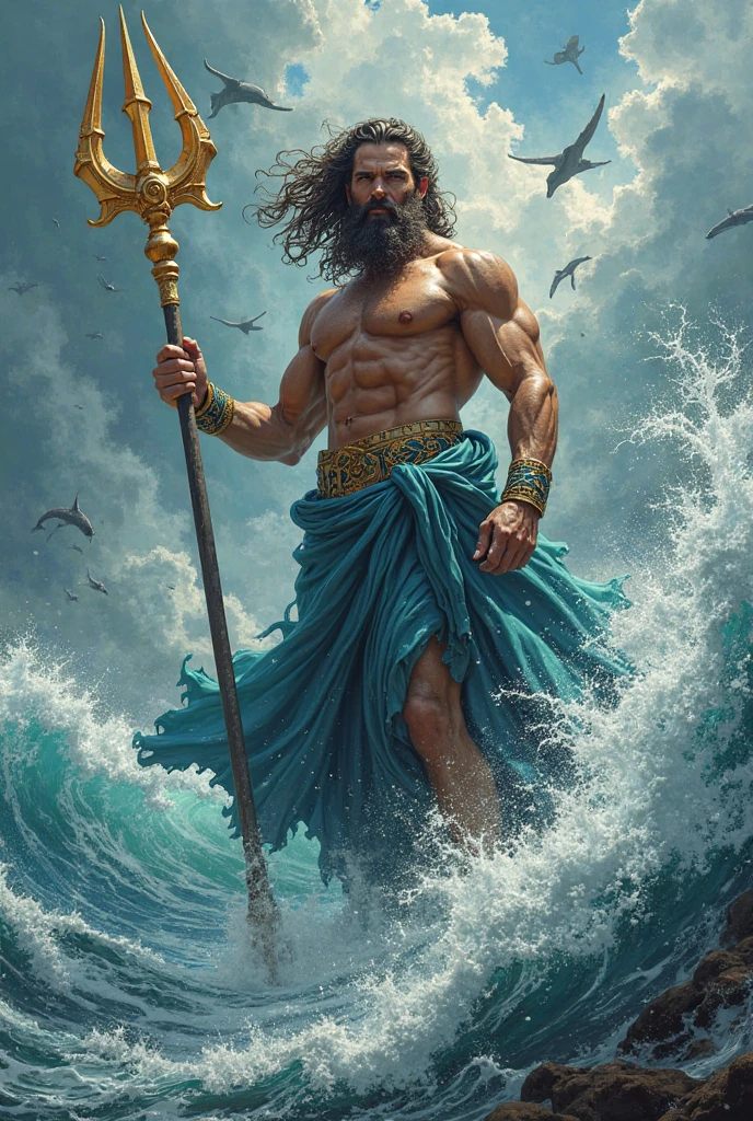 Poseidon controlling the sea