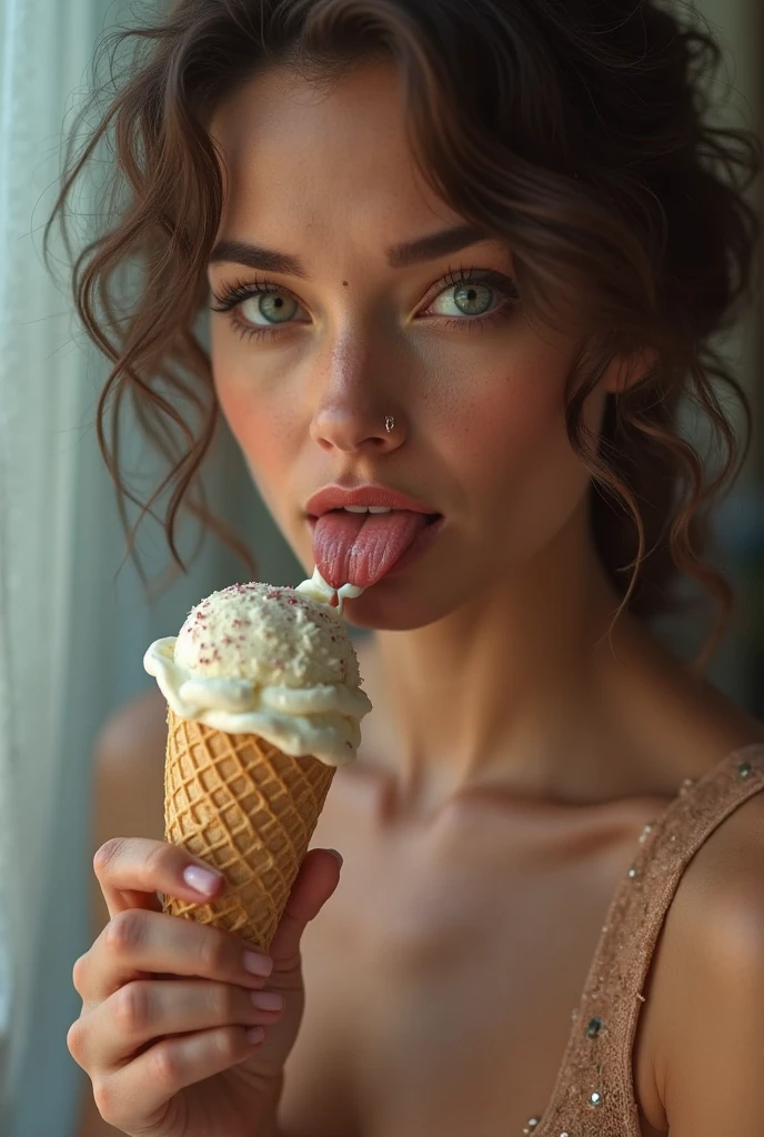 1girl, in full growth, best quality, masterpiece, good quality,ice cream,food, food in mouth, holding, holding food, eating, sexually suggestive, parted lips, tongue, tongue out, saliva, licking, popsicle, melting, solo, hand up, ice cream, holding ice cream, popsicle in mouth, looking at viewer, suggestive fluid, food on body, dripping,<lora:ÐблизÑваÑÑ Ð¼Ð¾Ñоженное(ice cream):0.5>, 1girl in full growth, best quality, masterpiece, ultra-detailed, high quality, perfect nose, highly detailed skin, warm skin tone, defiance512, RAW photo, best quality, high resolution, (masterpiece), dreamlike, dreamy, modelshoot style, analog style, tonemapping, photorealistic, professional photography, sharp focus, HDR, 8K resolution, intricate detail, sophisticated detail, hyper detailed, (depth of field), highlight and shadow, volumetric lighting, cinematic bloom, professional light, looking at viewer, blotchy,