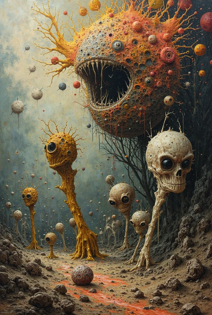 Transforming Salvador Dali's Frames: Persistence of memory, Using a futuristic computer、More contemporary works、A huge number of long-necked aliens、Angry and fighting