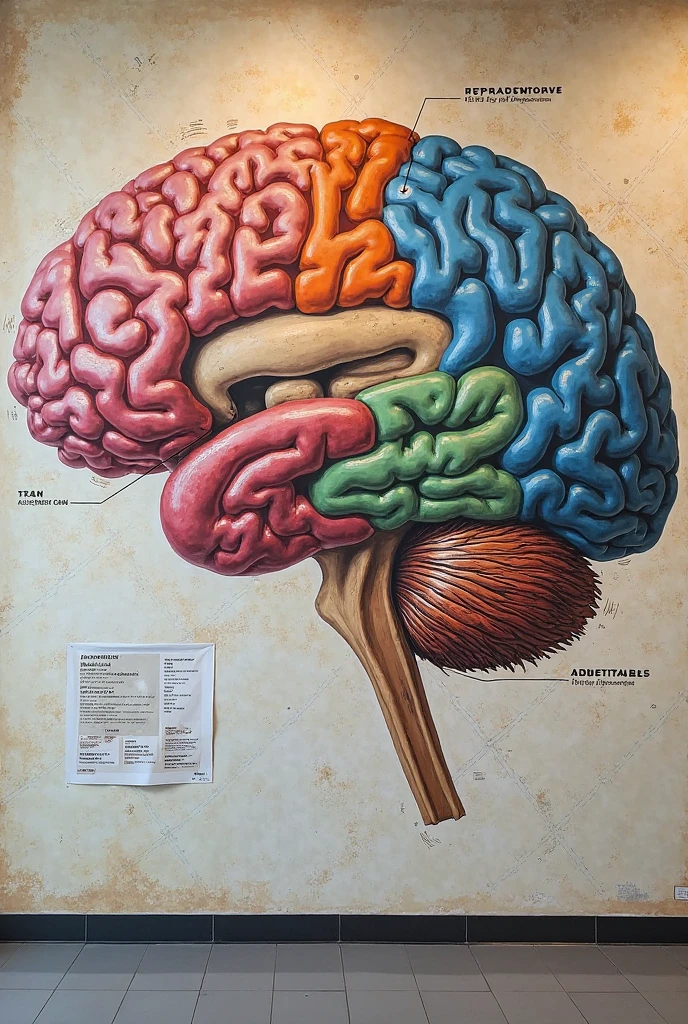 colorful illustration of the brain and nervous system, art by anatomical-illustration