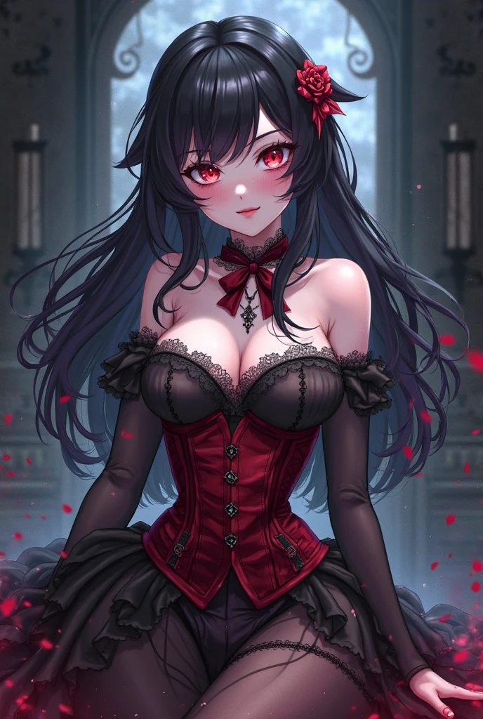 very pretty vampire girl, smiling