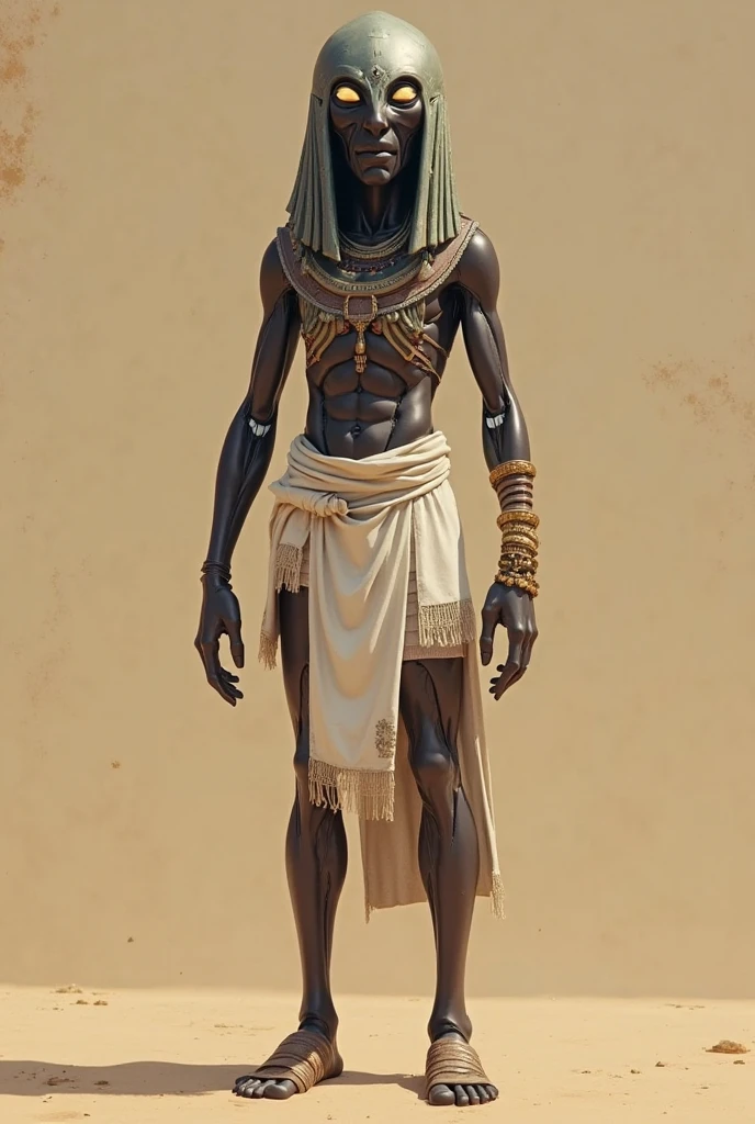 ancient Egyptian civilian in sci-fi settig, minimalism