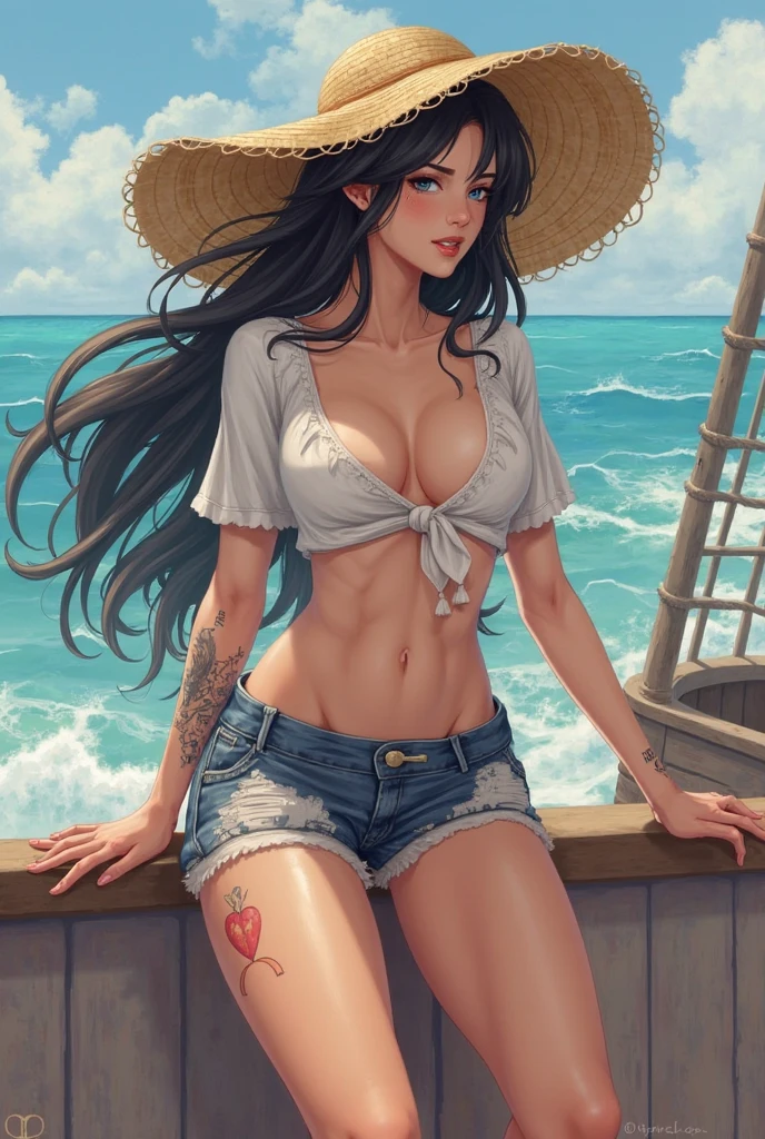 ((best quality, 8K, masterpiece:1.3, ultra-detailed, high resolution, detailed background, cinematic lighting)), Actual, Realistic, detailed eyes, ((Everything is sparkling, reflecting light:1.2)), perfect anatomy, (Best Ratio: 4 fingers, 1 thumb), , BREAK, 1 person, Nico Robin ((one piece)), Beautiful woman with perfect body, smile, Cleavage, Slim waist, Highly detailed facial and skin texture, sexy posing, (lying on a Sun_lounger):1.5, Sweat-soaked skin, BREAK, wearing Wet white string_bikini, sunglasses, Beach_parasol, Beach cocktails on a round table, full-body, dynamic angle, outdoor, beach