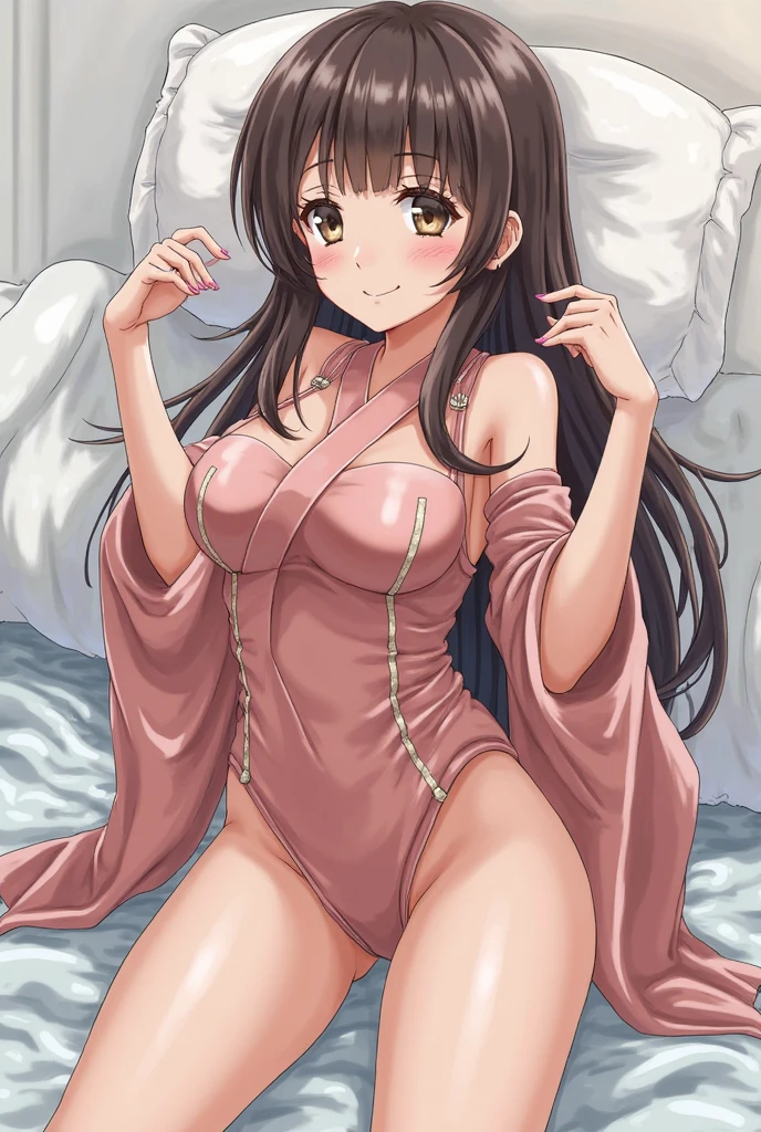 Masterpiece,Best quality,High quality,1girll, Long hair,Medium breasts,nose blush,Earrings, cheerfulness,perspire,Be red in the face,The blush is red,sexyposture,bath robe,Awa Onsen,Leaky legs,sexyposture