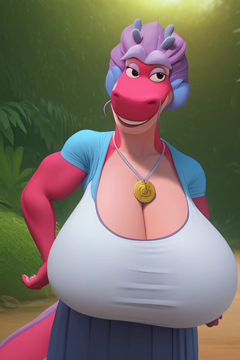 （((No human))),Female, (((1girl in)))、triceratops,female focus, 8kK, A hyper-realistic, 3d rendered, Digital Art, beautiful and detailed portrait of a female triceratops,cenematic lighting, (((which are full of confidence, Seductive))) weak, (((The whole body showed))),Brown nipples,,A MILF,Saggy belly,She wears a pink bra, Gaping ,Hotel、blush in the bedroom、Juice,droolng,dim room,sticking out the tongue、clit、mid night、turning off lights,Looking here,from the front,