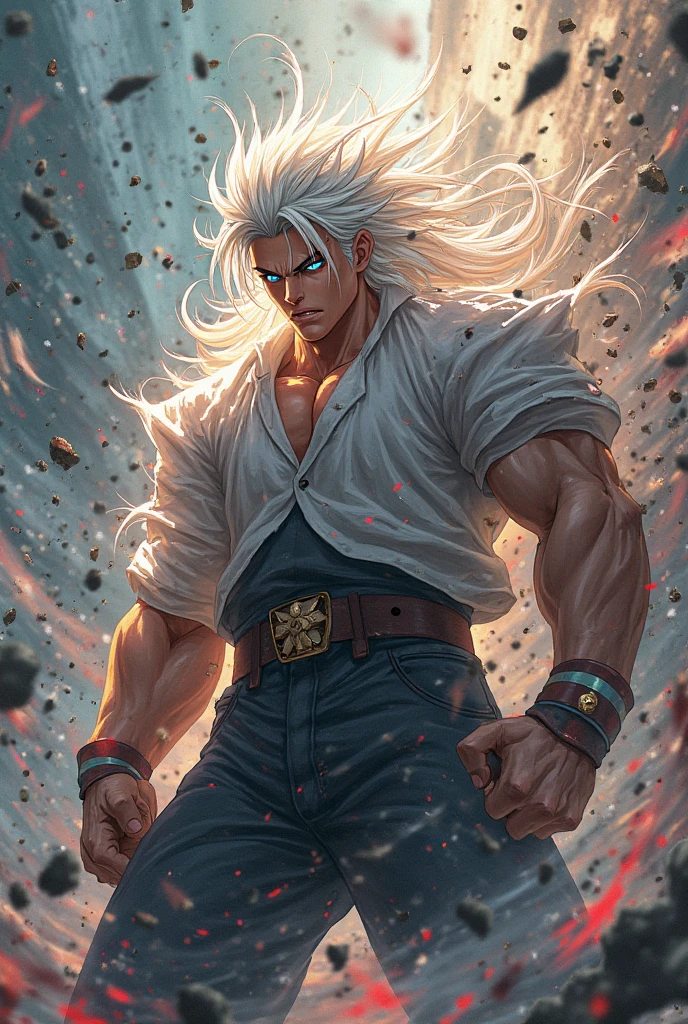 Close-up portrait, Ken masters(street fighter), Adult man with golden hair, red karate kimono, rounded and defined muscles, veins in the arms, expressive face, unreal engine 5, 8k.