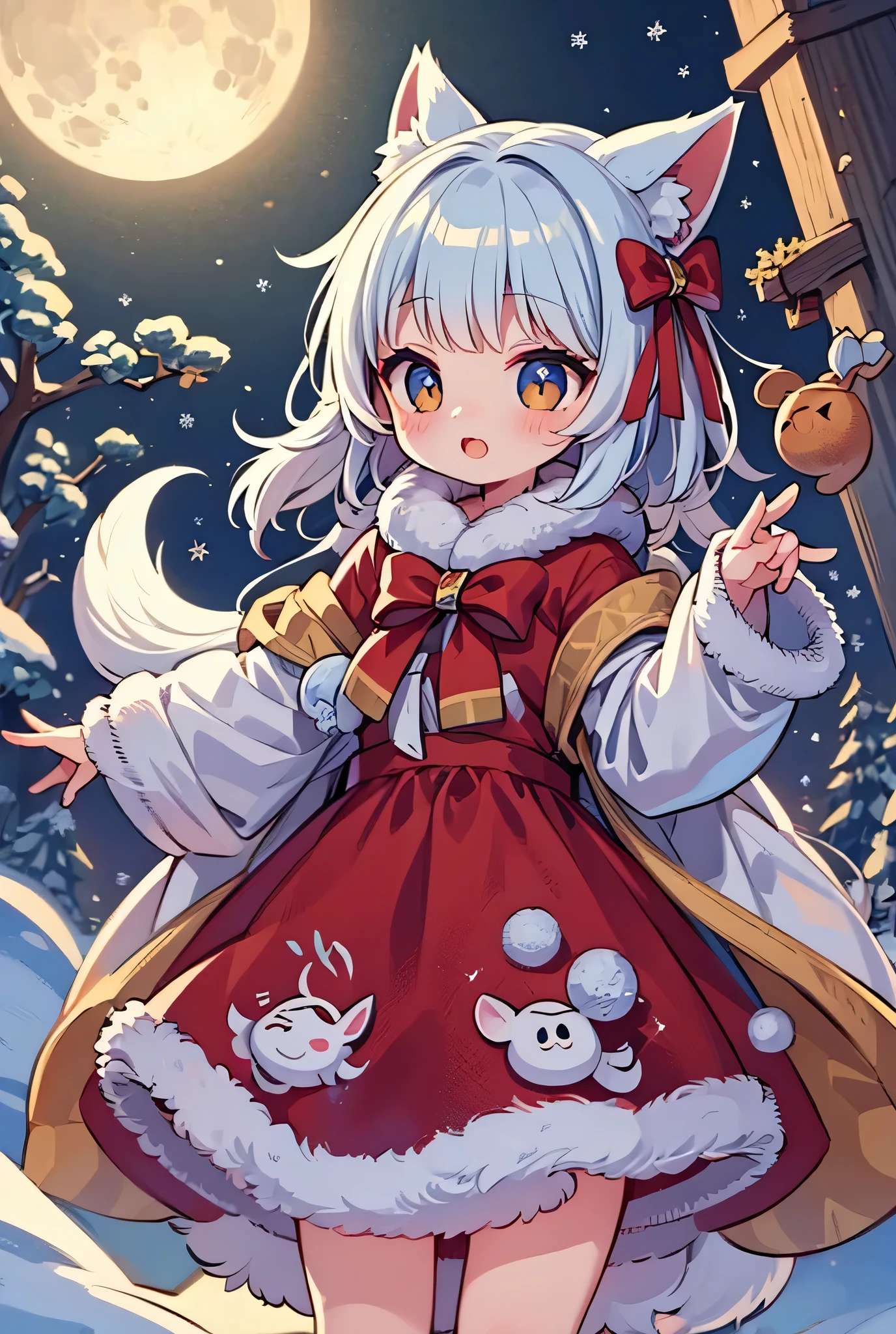 Rebirth under the Winter Moon Illustrates the ancient fox emerging from the snow with moonlight on its fur and ancient symbols floating around.