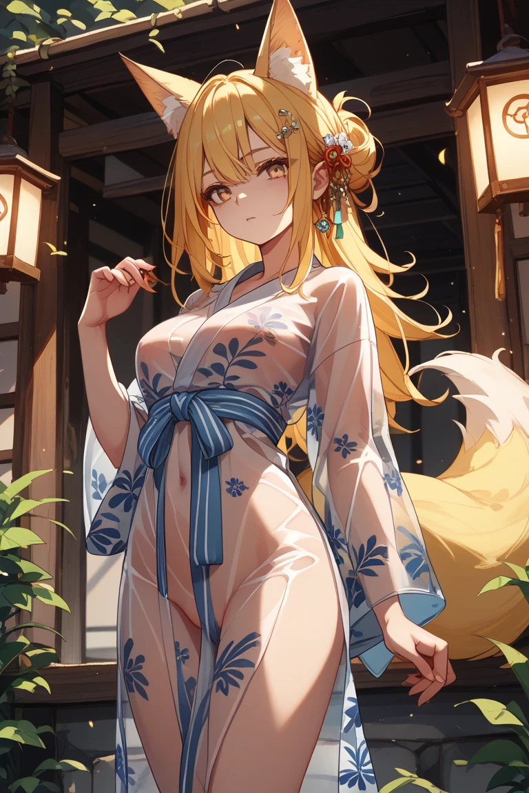 TohruDM, WTail, 1girl, full body, Woman body set big breasts, Stretch meat, kimono, obi, black kimono, red obi, wide obi, cleveage, busty, big, no panties, no bra, beautiful alluring anime woman, seductive anime girl, artwork in the style of guweiz, japanese dress, trending on cgstation, guweiz on pixiv artstation, with ancient japanese clothes, blond hair, smiling, dragon tail, happy girl, 2 hands only, sakura blossoms, cherry flowers, cherry blossoms, cherry tree, cherry tree in background, covered breasts