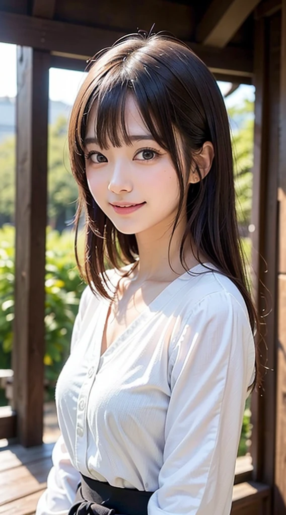 best quality, face focus, soft light, ultra high res, (photorealistic:1.4), RAW photo, fair skin,
1Japanese girl, solo, cute, kawaii, (pupil, lights in the eyes),  detailed beautiful face, (Shinozaki Ai), (high resolution detail of human skin texture),
long hair, (smile), chest up, white traditional Japanese kimono, in the forest