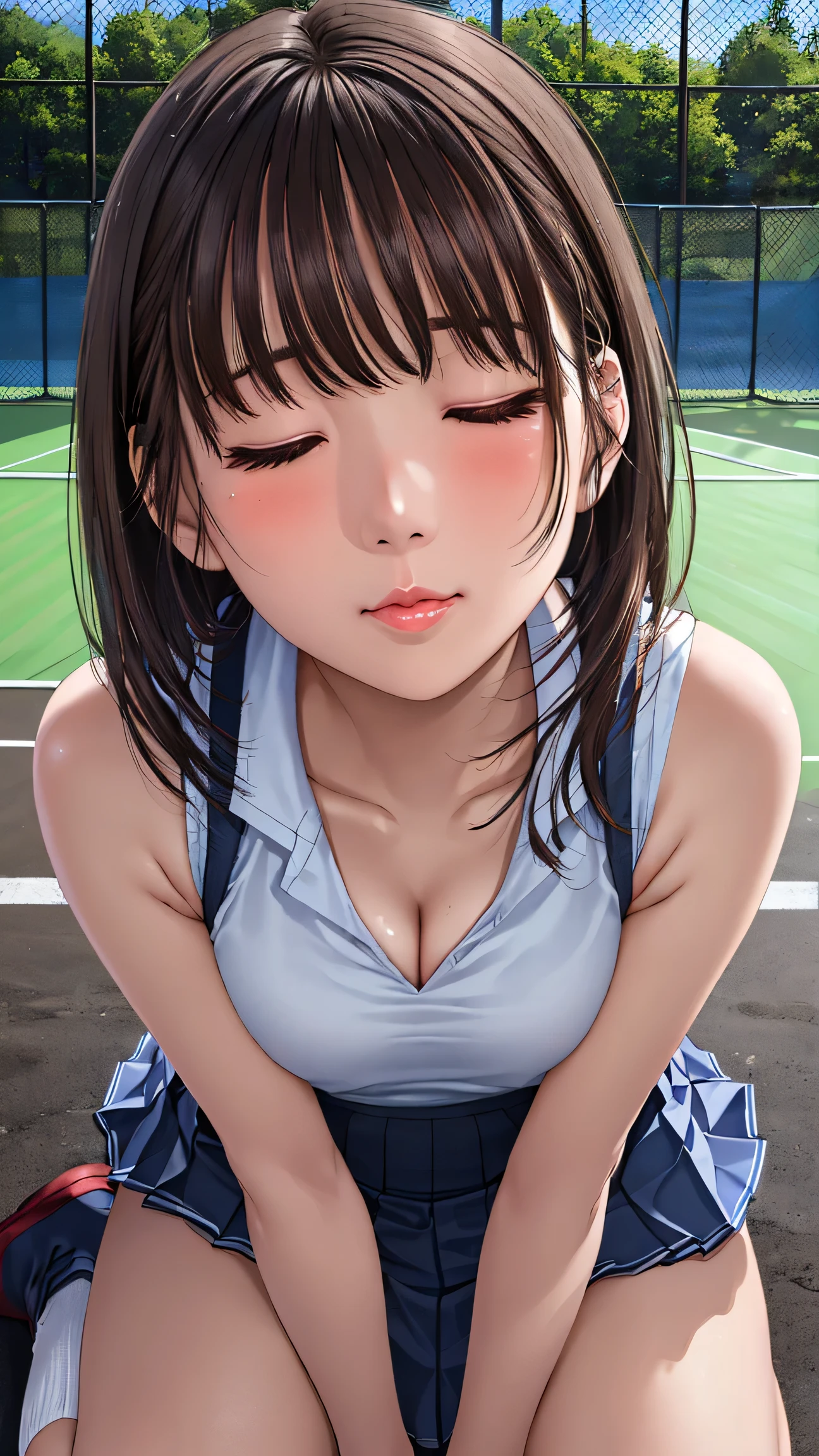(Photo drawing), (8K, Practical, original photo, best quality: 1.4), Japanese, Pretty Face, (Lifelike face), (short hair:1.3), (baby face，Lovely系,Two adorable 14 year old girls),  (二人のBeautiful Japanese Girl, classmate, Landscape and Innocence，Lovely) 、Couple focus、Stand side by side、Practical eyes, beautiful eyes, (Genuine Leather), Beautiful skin, 超high resolution, 超Practical, high resolution, Beautiful Japanese Girl、18 years old、Smile、Young face、Delicate body、Big Ass、Huge breasts、Thin waist、Thin legs、Thighs Thighs、running、(Athletic field、Athletic field:1.5)、Athletic field、(Huge breasts:1.2)、troubled face、dark clouds，Gray sky，rain