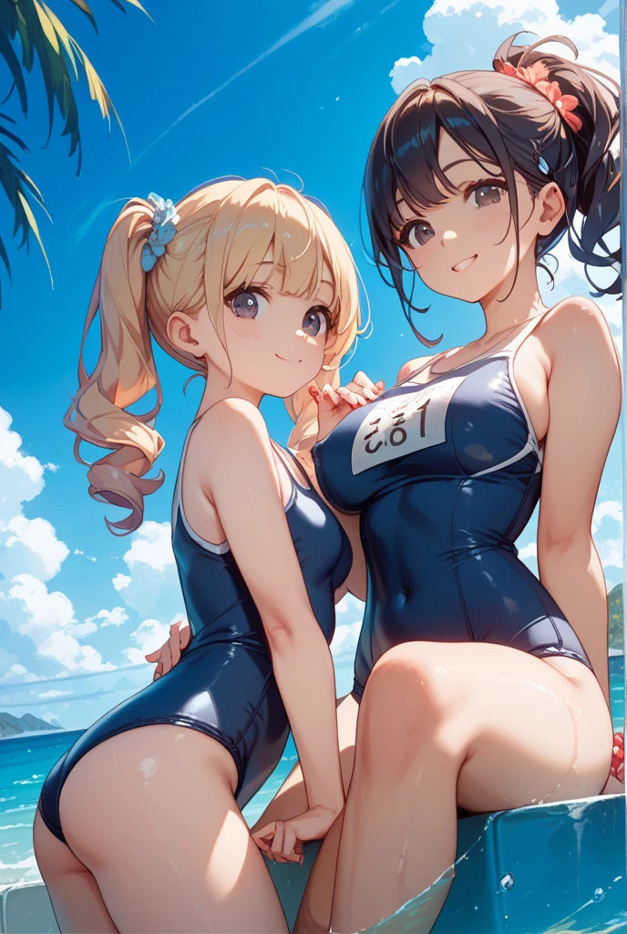 (cute eyes:1.2), (sparkling eyes:1.2), highest quality,wonderful,finely,extremely detailed CG Unity 8K wallpaper, (Stand in line:1.2), (3 girls, cute eyes, highleg swimsuit , clothed), (midium breasts), (open mouth:1.1), (long tongue:1.1), (mouth drool:1.1), (black stockings:1.1),(Thighs:1.1),(Waistline:1.1)
