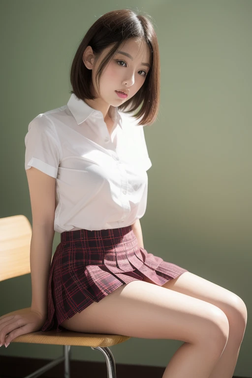 NSFW (new south wales),(In 8K、top quality、masterpiece:1.2)、(realistic、photorealistic:1.incredibly cute girl、18 years、sit on、(((camel 2)))、(((latex thong)))、(((open your legs)))、solo、classroom、View viewers、(Sit:1.5)、At school、I think it's going to explode、beautiful beautiful eyes、)、(dark blonde hair:1.2)、(Short hair:1.2)、, skirt side, , socks, black hair, blurry background, knee high, white shirt, looper, lifelike, shiny lips , socks, tie, pleated skirt, masterpiece, top quality, very very detailed、(((open your legs)))、attractive eyes