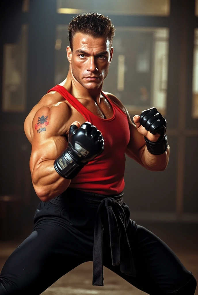 Generate a man boxer red gloves cybord body.
Face: like Manny Pacquiao With clear and not hidden tattoo"PAMAGAN".
