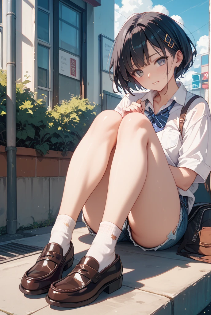 (Browsing Caution:0.99)、beautiful girl, (Roll up your skirt), Looking into the camera, Angle from below, Short skirt, Squat, A shy smile, Japanese , Beautiful Skin, ((Highest quality, 16K, Tabletop: 1.3)), 1 Girl, The light shines on your face, Highly detailed face, Highly detailed lips, Beautiful Eyes、Realistic Skin、Cute design panties、shaving、Various Hair Styles、Different color uniforms、Natural clothes、Vans Sneakers、bite、Detailed panties