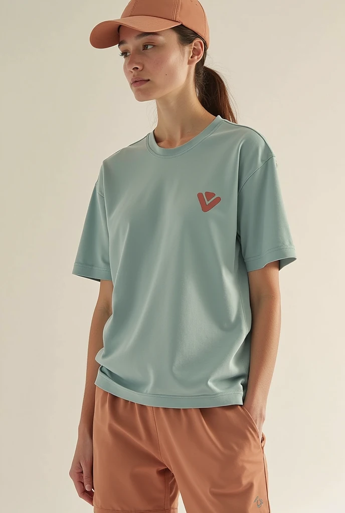 a woman in a blusa rosa and denim shorts posing for a picture, blusa rosa, roupas rosa, vestindo uma camiseta, vestindo uma camiseta muscular, Camisa vermelha, rosa desbotado, Manga curta, graphic t-shirts, vestindo uma camiseta laranja, roupas pastel, vestindo uma camiseta laranja, colori, face oval macia, vestindo uma camiseta e combate