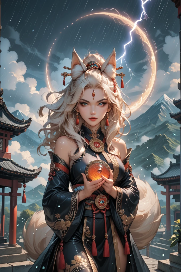 1girl, solo, official art, unity 8k wallpaper, ultra detailed, beautiful and aesthetic, masterpiece, best quality, photorealistic, (abstract background) (zentangle, mandala, tangle, entangle background:0.7) Kitsune, fox mask, haori jacket, foxfire spell, fox familiar, transformation, depth of field, Fantastical Atmosphere, the most beautiful form of chaos, elegant, a brutalist designed, flower of death, ecstasy of flower