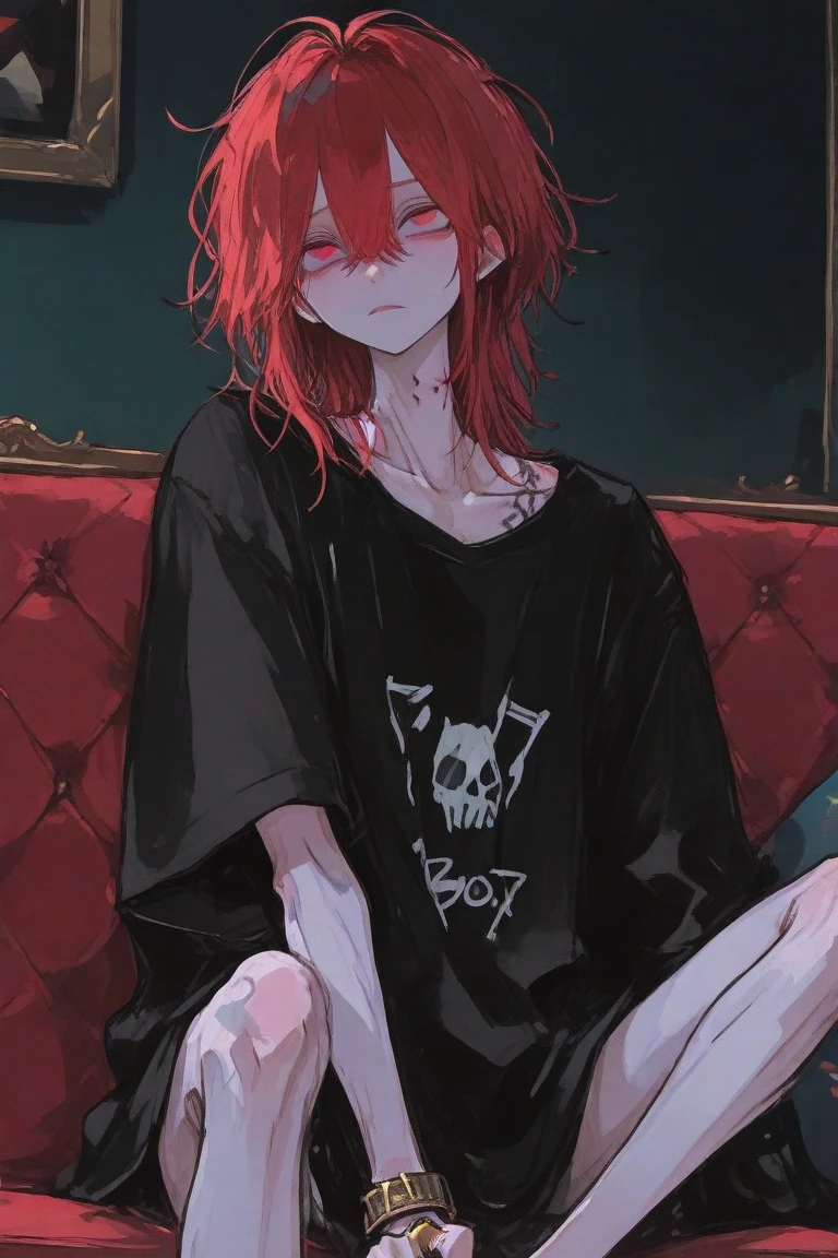 (AS-Young:1.3), <lyco:GoodHands-beta2:1.0>,
(1boy:1.3), (male focus:1.3), solo, solo focus,
masterpiece, ((exquisite_detail)), illustration, (handsome), extremely_detailed_CG,
red eyes, red hair, (harness:1.3),
(oversized black crop hoodie:1.2), (midriff:1.1), (adidas:1.1),
blush, (bulge:1.1), science fiction, (lace-up boots:1.3), cargo pants, techwear