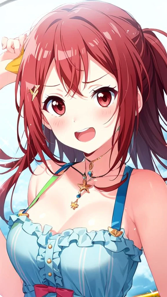 ((masterpiece)), ((best quality)), (ultra-detailed), anime style, pool, a cute girl, 1girl, solo, ((beautiful eyes)), smile, bikini00,