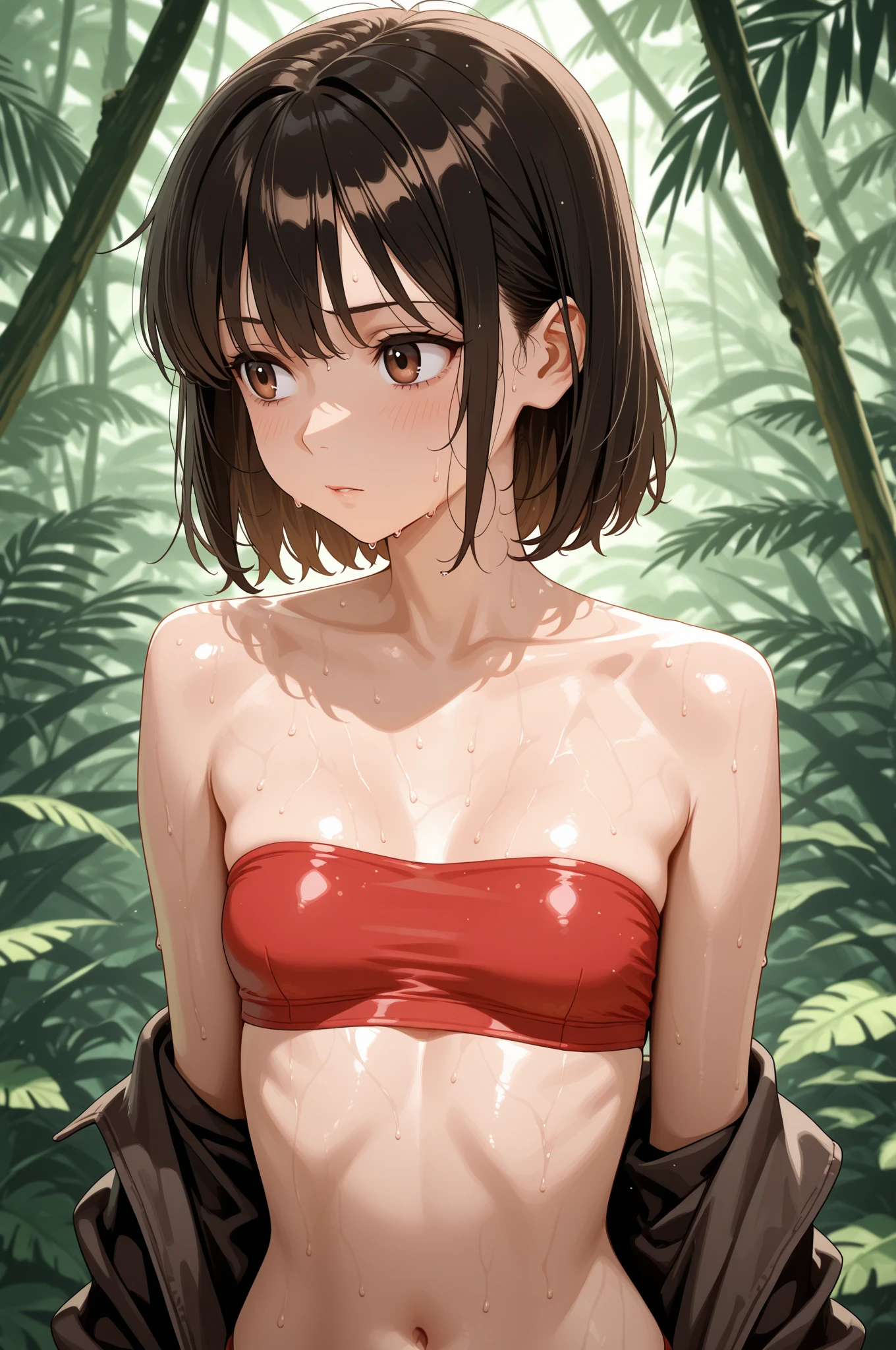 ((best quality)), ((masterpiece)), (detailed), perfect face,light blush,smile,detailed pupils,cowboy shot, , ( ,), looking at viewer,beautiful woman girl,(skindentation:1.2), shiny skin, best quality, ultra high res, (photorealistic:1.4),wearing bikini