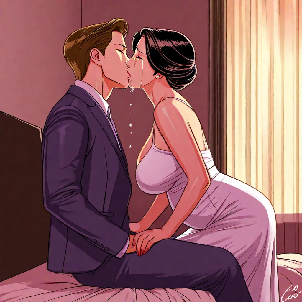 George McFly（he had been brainwashing by his son Marty McFly, crossdressing , bride of his son Marty McFly, wear sexy lingerie,has first night sex with his son Marty McFly ,)