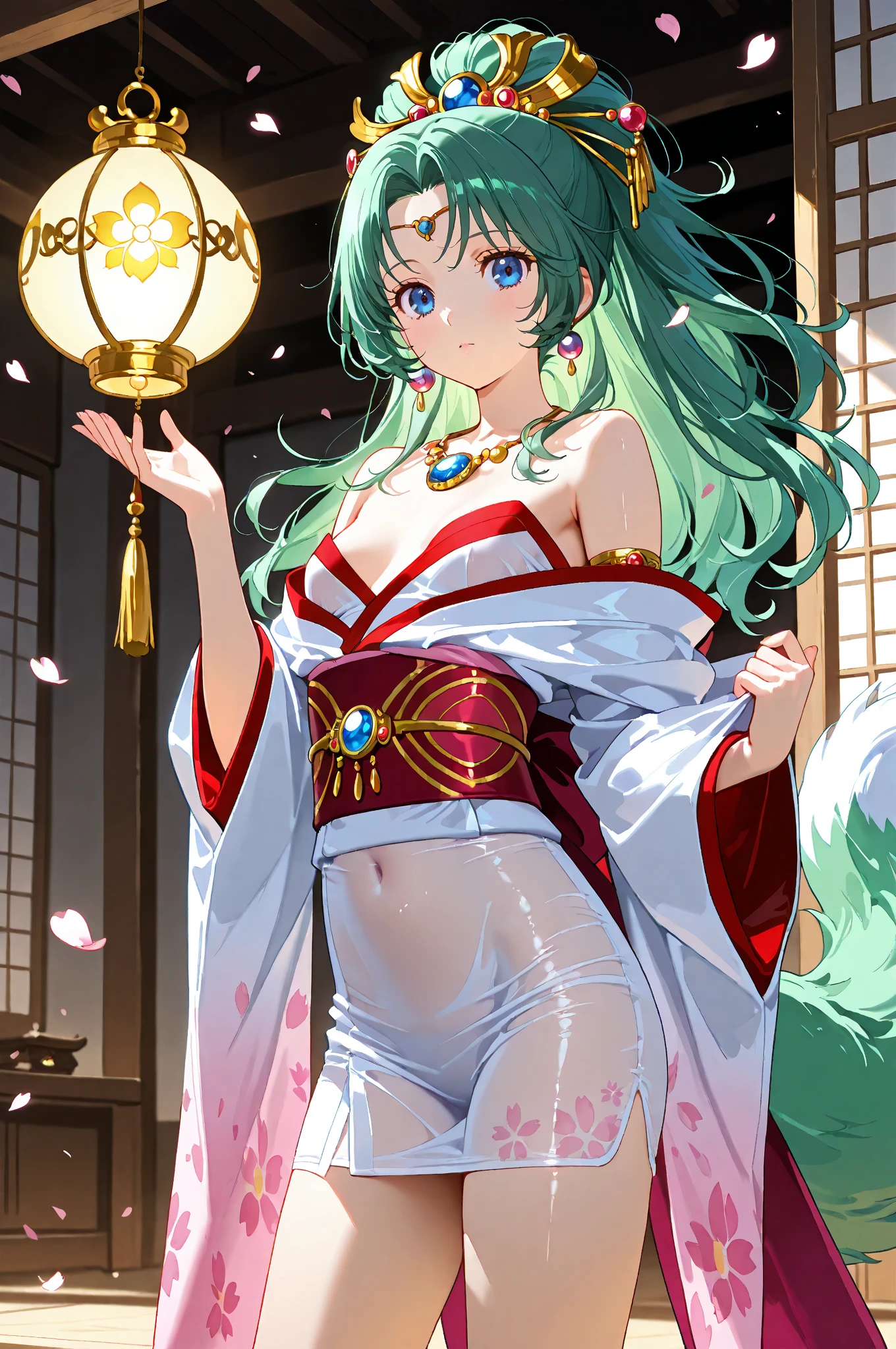 ((surreal photo, 8K uhd, professional photos, Full details from clothes to face, eyes full of life, pink eye color, masterpiece, goddess of beauty)).Tomoe is an extremely beautiful young woman with white hair,bouncy hair,red eyes,medium chest,kimono