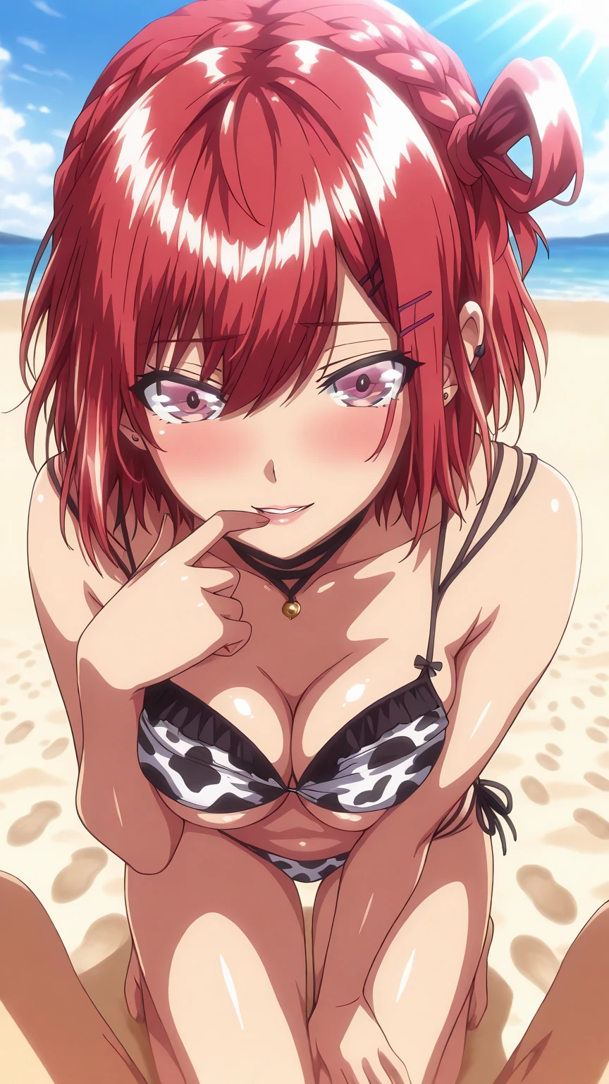 Create an image of Sakura from the anime Naruto in a bikini with a lot of ass and a lot of tits 