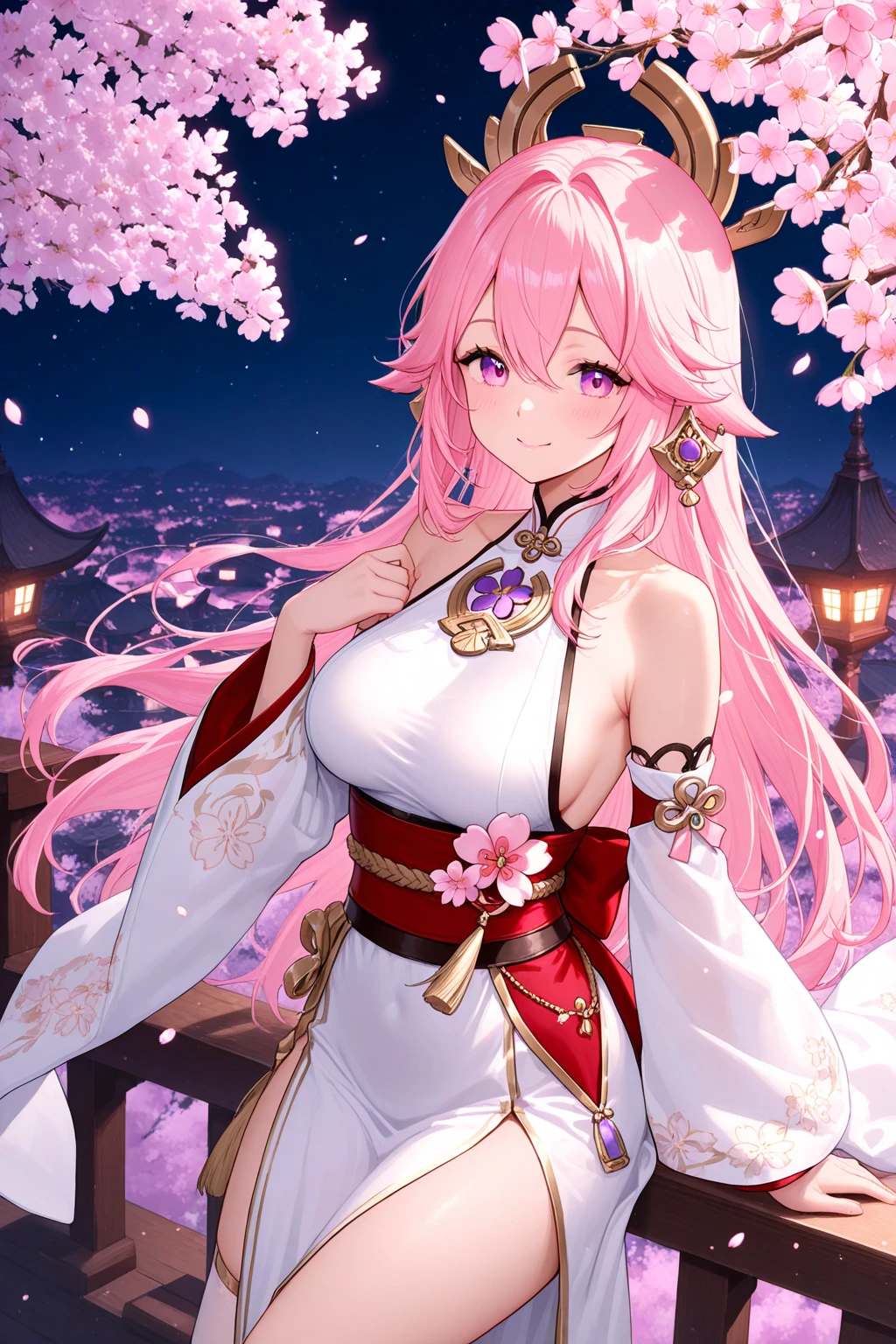 Haruno Sakura, made with anime painter studio, pretty anime girl, (Anime Girl), In an anime style, Sakura Haruno, sakura petals around her, anime style portrait, soft anime illustration, painted in anime painter studio, marin kitagawa fanart, Anime Girl with Long Hair, Gapmoe Yandere，Pink hair，宝石のようなPurple eyes，(Purple eyes)，long lashes，huge tit，not any dressed，A slight smil，Untied wavy long hair，barechested，sexy transparent white gold low cut lace cleavage, head jewelry, Violet Necklace, a beautiful fantasy empress, ((a beautiful fantasy empress)), beautiful celestial mage, beautiful character painting, full-body xianxia, portrait knights of zodiac girl, by Yang J, G Liulian art style, Fantasy Art Style