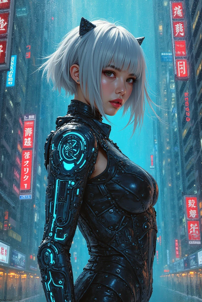 Cybernetic_Siren,beautiful woman, cyberpunk scene, city at night, neon light, <lora:Cybernetic_SirenV3-10:0.9> <lora:EnvyBeautyMix06:1.0>