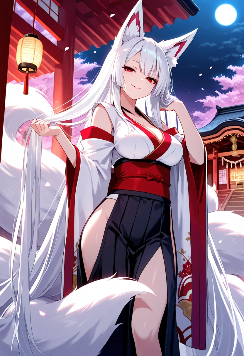 kitsune blanca, ropa casual, vaqueros rotos, 6 colas blancas y suaves, y largas piernas gruesas,gluteos grande, ojos amarillos, orejas de kitsune largas y blancas, mujer, sudadera mostrando el ombligo, pechos grandes, ciudad con edificios grandes, moderna ropa