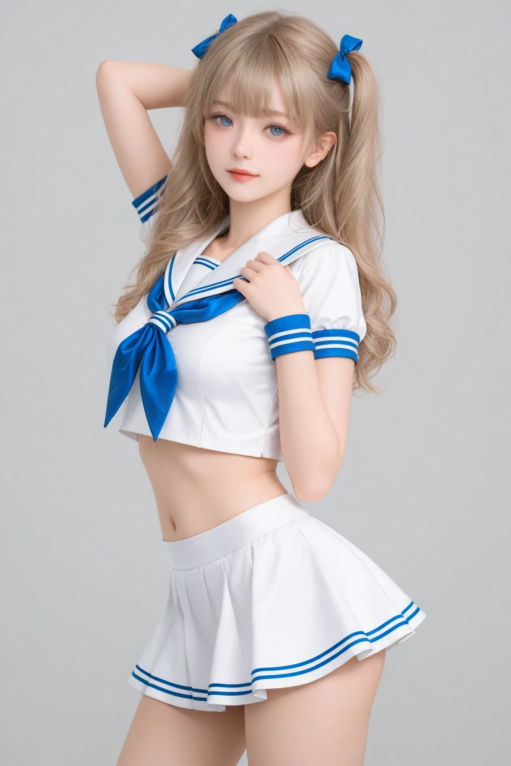 beautiful detailed girl squattinglegs open, showing viewer her pussy, 1girl, detailed white hair, detailed blue eyes, detailed small perky breasts, short white pleated skirt, blue panties, button up shirt, sailor cap, extremely detailed, realistic, photorealistic, ultra-detailed, 8k, masterpiece, dramatic lighting, vibrant colors, cinematic, fantasy, ethereal
