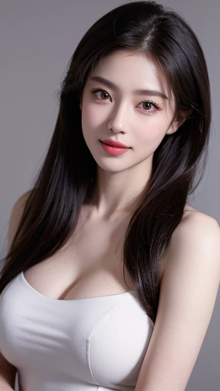 masterpiece, best quality, photorealistic, raw photo, 1girl, Huge breast, long hair, blouse, light smile, detailed skin, pore, off_shoulder, low key, black_background