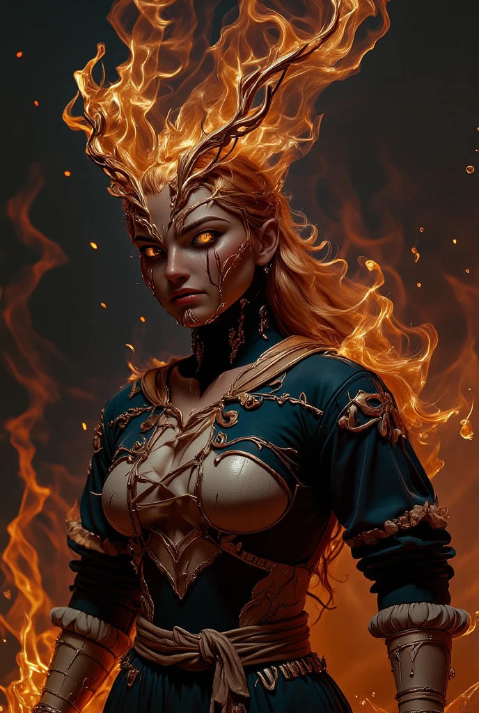 a Fire genasi,((photo raw)), Hard Edge Lighting and Rim Lighting/Backlighting Monochromatic and Shadow/Highlight Enhancement and Mosaic/Pixelation and volumetrics dtx , , background <lora:Fantasy_Races_XL:1>