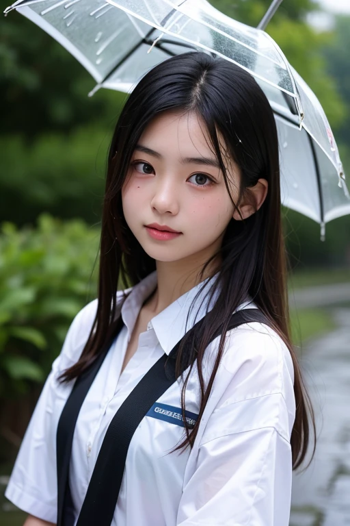 songkran,Wet roads , soaked through,drenched, Dripping, Wet Face,Wet clothes, Wet Skin, Wet Hair,A young woman with a cute face like an idol,chest,chest元が見えるデザインのメイド服,cling,RAW Photos,Genuine,Genuine,High resolution,RAW Photos,masterpiece, Genuineistic, beautiful