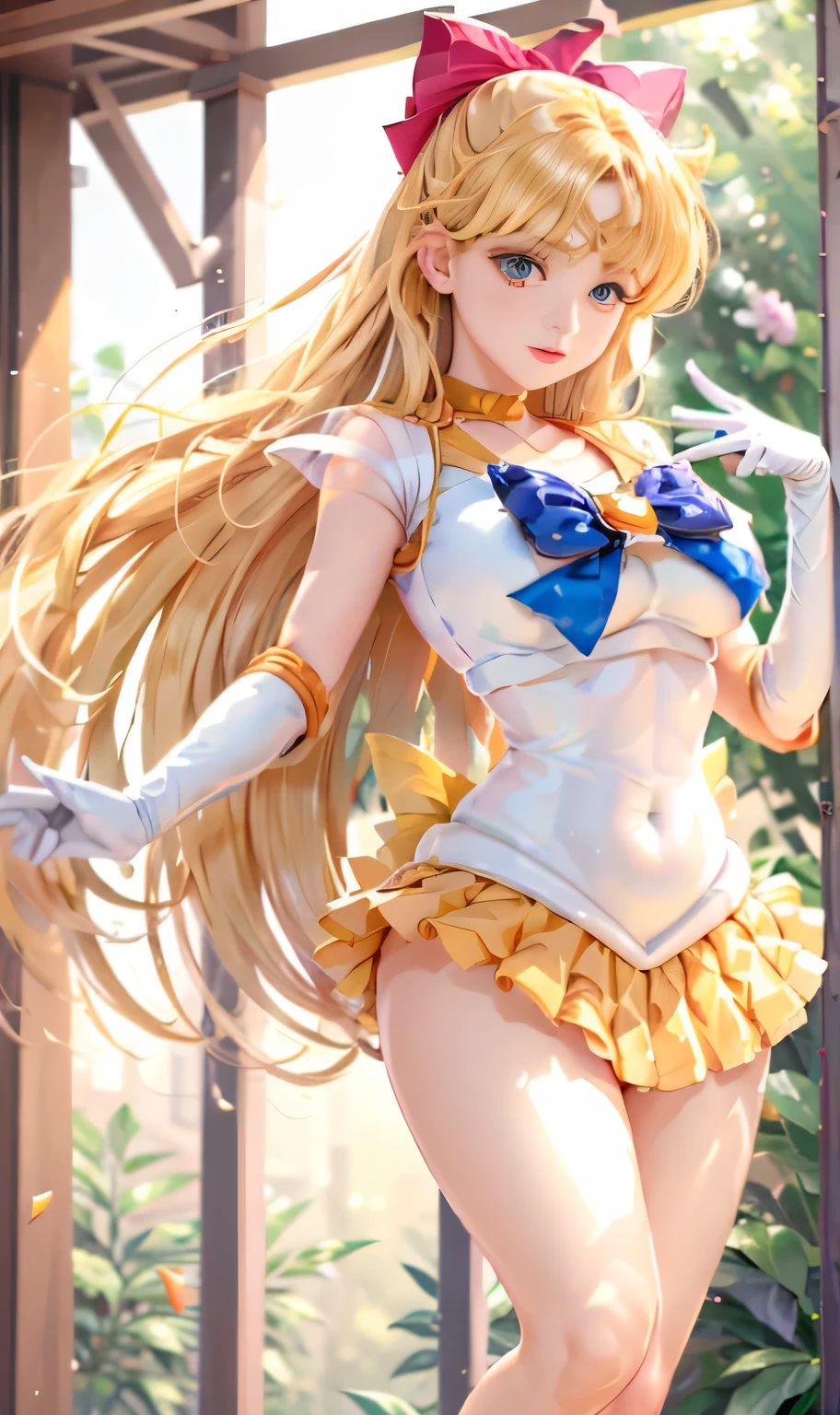 masterpiece、3d、realistic、 、super micro photography、Detailed and highest quality、Super detailed CG Unity 8k wallpaper、full:1.3、stand、from below、showing white panties、intricate details、(1 female,Specialized JK)、、dynamic english、((A gorgeous golden tiara on the forehead:1.4、metallic green pleated mini skirt:1.2、pregate mini skirt:1.3、
Meisha Onfu)、(Sailor Pluto Single Hairpan Tiara Sailor Senshi Skirt Gloves),((single ponytail)),gold ring earrings,Shiny black long knee-high boots with luxurious gold embellishments)、(Extremely thin and fitted high gloss white holographic leather:1.3,Bold sexy slender white high leg gravette swimsuit)、staff, holding_staff, Key chain accessories at waist,((combat readiness))、has a huge key wand,
((black skin:1.2,enchanting smile、very pretty face、facial details:1.5、bright red eyes、A beautifull face、beautidfull eyes、shining eyes、thin lips:1.3、thin and sharp pale eyebrows,、long and thick eyelashes、double eyelashes))、