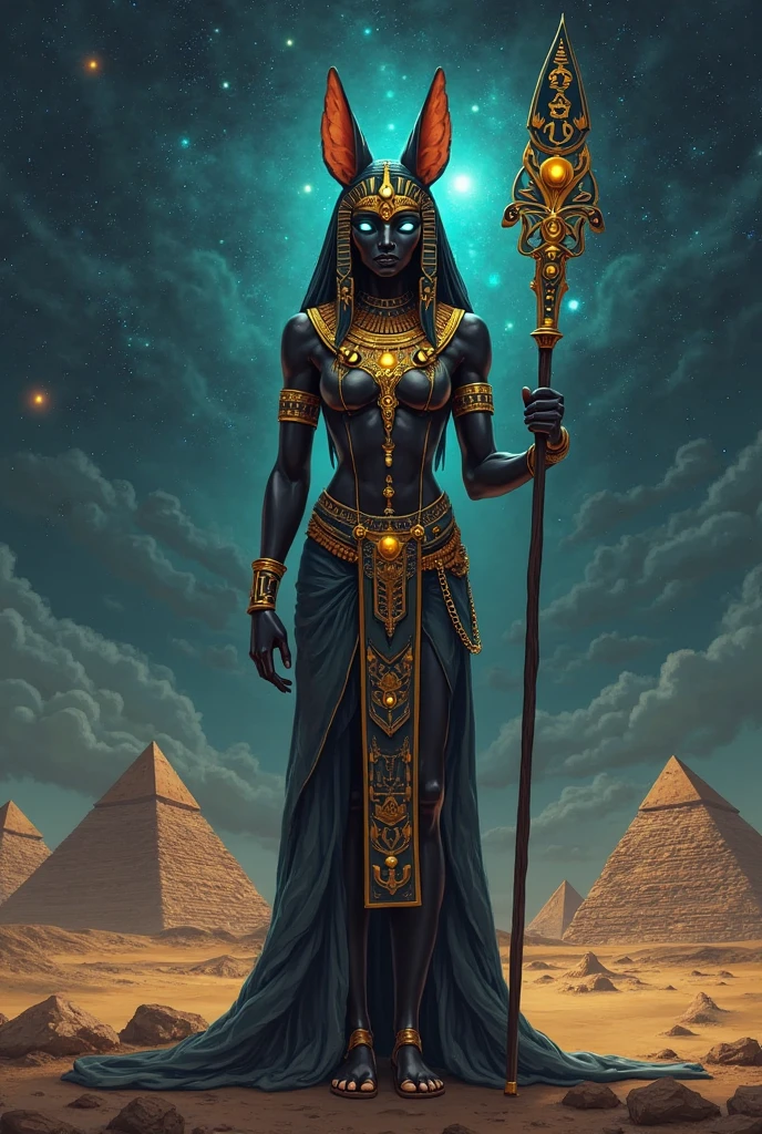 a man with a futuristic head and a red light on his face , a woman in a black dress and a crown sitting on a chair with a pentagram in front of a black background with a pentagram , Cyber_Egypt , cyberpunk , Professional photography, pastel colors , Occult art, occultism, surreal art, Occult, reflective materials , artistic photography, new age, illuminati, gnosticism, minimalism, Occult, sacred, 3d render