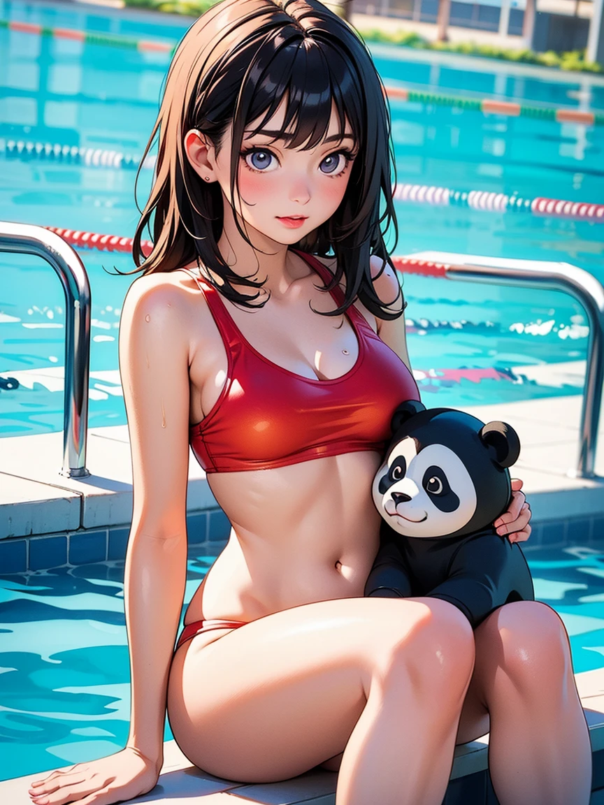 Teddy bear and girl summer