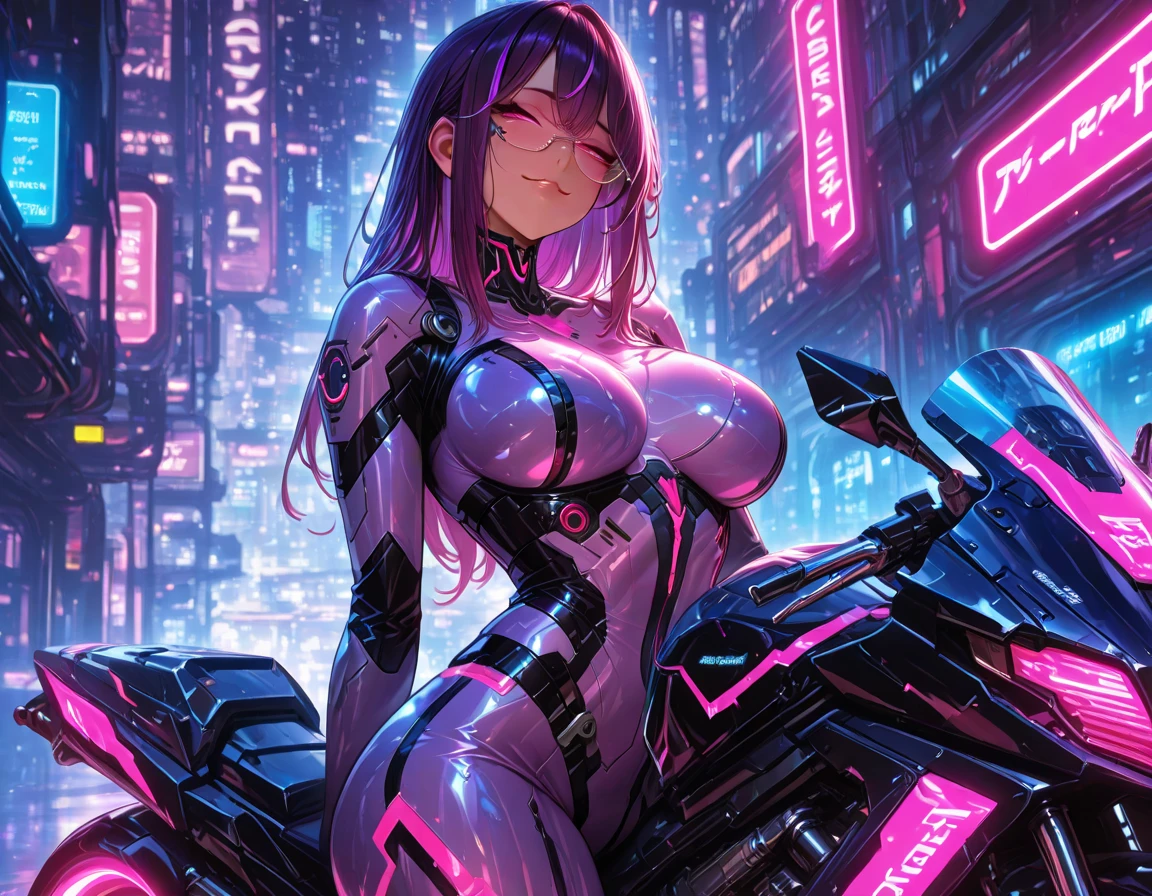 (futuristic cityscape:1.1),(nsfw:0.8) an alluring cyborg, (pov:1.2) gazing directly at the viewer while (posing on a rooftop:1.1), (metallic armor:1.2) and (glowing circuitry:1.1) accentuating her mechanical enhancements, (neon lighting:1.1) creating a sense of futuristic glamor, (provocative:1.2) evoking a sense of danger and seduction.
