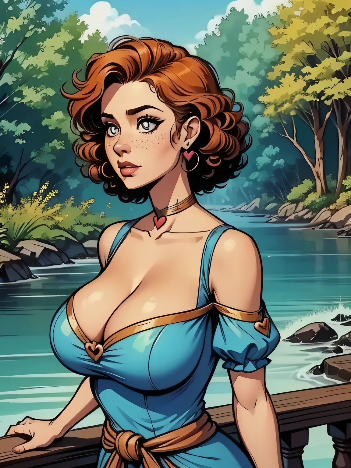 the overall theme and style should feel like. a hybrid of fairytale and Science Fiction. extremely beautiful model, 20 years old female, long bright fire red hair, hair that has a mettalic glimmer and sheen. realistic, perky breasts, cleavage,, oppulent form fitting hooped skirt, red corset, large tiara all dovered in ornate detailed lace and filligree. Wide Smile, Eyes Detailed & Wide, Dynamic Pose. Ultra HD, Rococo-Inspired Fantasy Art With Intricate Details. Cute, Charming Expression, Alluring-Gaze, looking at viewer Beautiful Eyes, An-Ideal-Figure. Large Youthful Well-Shaped-Breasts, Attractive ass showcased. Massive-Round-Bosom, Décolletage. slim waist, fit body, full lipsWarm lights , woman in a dreamy forest at night, with fluffy hair, delicate face, realistic, real, slim, large aperture, sexy shots, attractive poses,Stunnin gly beautiful merge of Scarlett Johanson. Alison Brie, Selena Gomez. symmetrical face, photorealistic, photography, path tracing, specular lighting, volumetric face light, path traced hairmaximum quality{(masutepiece) (8K High Resolution) (top-quality)
