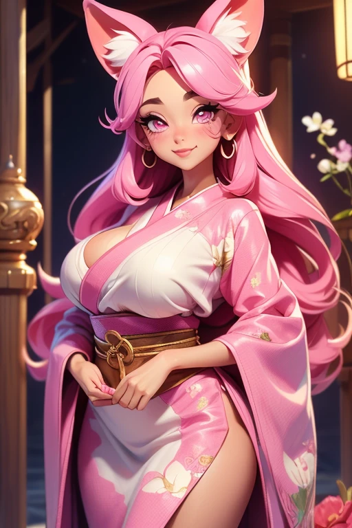 Renowned indian actress at the age of 28 wearing a provocative pink saree ,braless, oversized big hoops earrings, long hair ponytail , saggy breasts ,long diamond necklace ,pink lipstick, bangles 