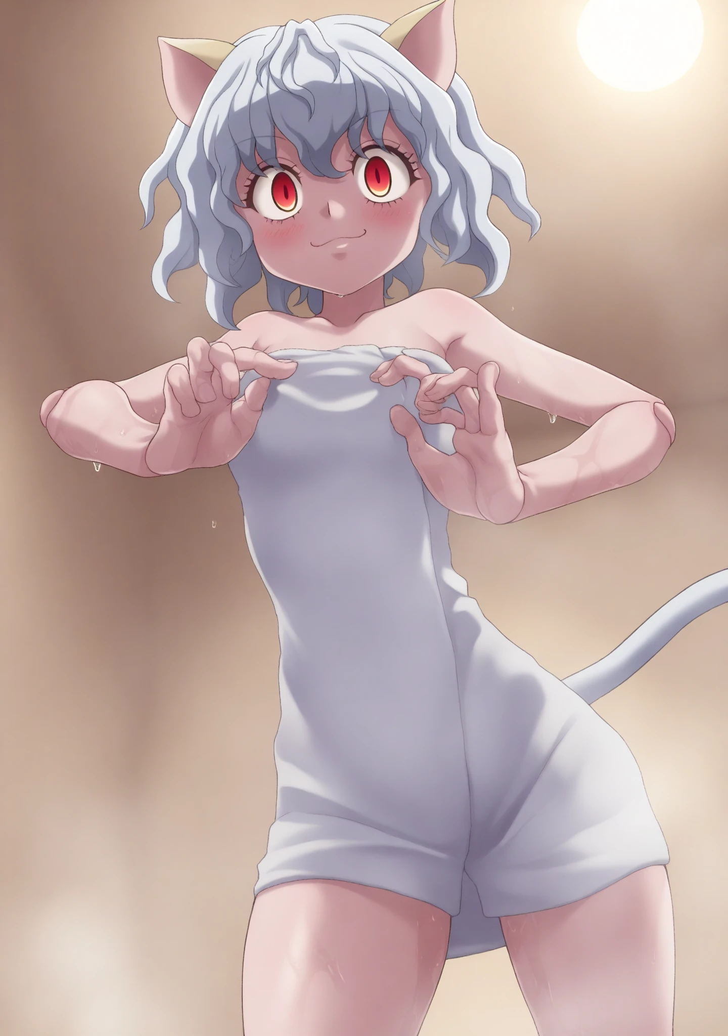1girl, impitou,  :3, curly hair, red eyes, cat tail,solo, pov,masterpiece, expensive quality, very_expensive_solve, big_file size, full color,(completely ????:1.2),?????,niplles,(Loli kid),toddler,