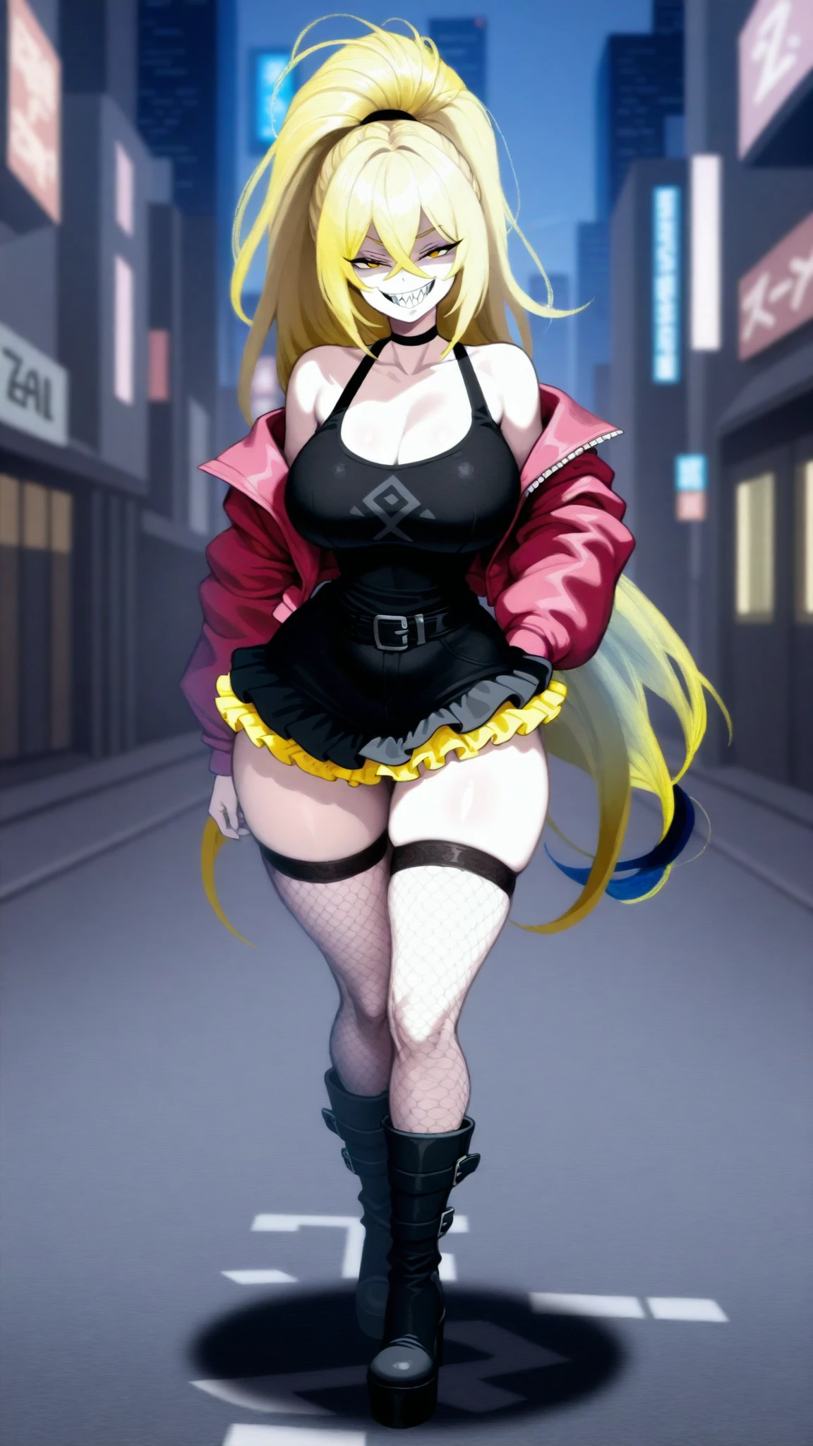anime, anime woman, kuro gyaru, tsundere, street,
