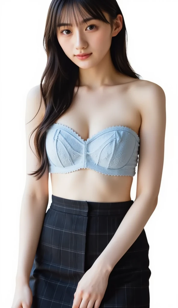 Close-up photo of a woman、The most beautiful Japan girls、(8-year-oldの少女:1.5)、(8-year-old)、Laughter、double eyelid、Droopy eyes、fine grain、Beautiful Eyes、Cute eyes、bangs、Black Hair、short hair、(Knitted tube top: 1.5)、((Underbust:1.4)), (Micro Tight Skirt:1.5)、Super short skirt、Super cute idol face、(younger sister:1.0)、thin、Small shoulders、thin腕、Flat Stomach、thin、(belly button、おbelly button)、Waistline、Small Ass、(Groin muscles:1.0)、(Slim figure)、(Flat Chest:1.1)、Cleavage、Glowing Chest、(RAW Photos、Highest quality、masterpiece、Great quality、Ultra-high resolution、Genuine:1.1)、(Hotel、Hotelの一室、ラブHotel)、Tabletop, Highest quality, 8k, RAW Photos, Absurd, Award-winning portraits, Digital SLR, Professional Lighting, Film Grain, chromatic aberration,