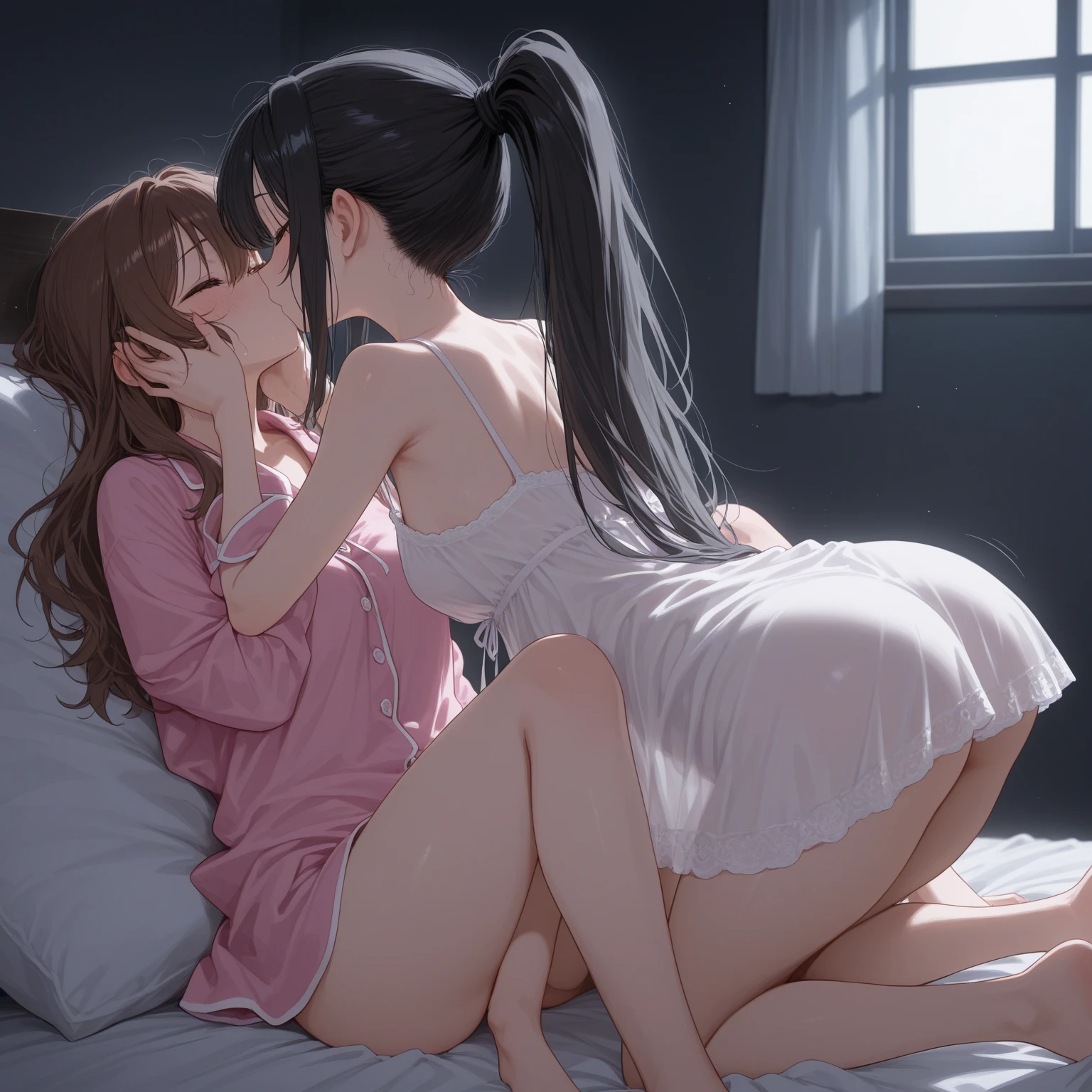 Short hair, outdoors, fair skin, messy hair, open mouth, Japanese woman, So cute, Soft and Face, Brown Hair, 8k解像度, Ultra-realistic, Super Definition, Soft Body Tight Ass Night, A cup small ((Highest resolution, 8k, masterpiece: 1.3)), Super Definition Face, Super Definition Lips, Beautiful Eyes, double eyelid